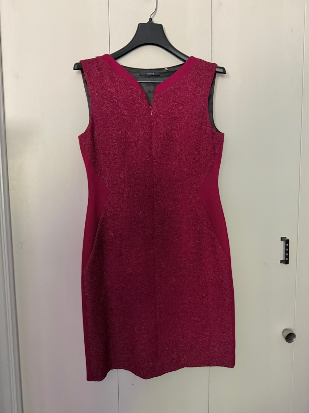 Tahari Sleeveless Textured Sheath Dress in Berry